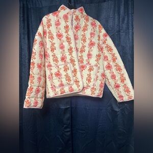 Amazon Pink and Cream Floral Puffer Jacket